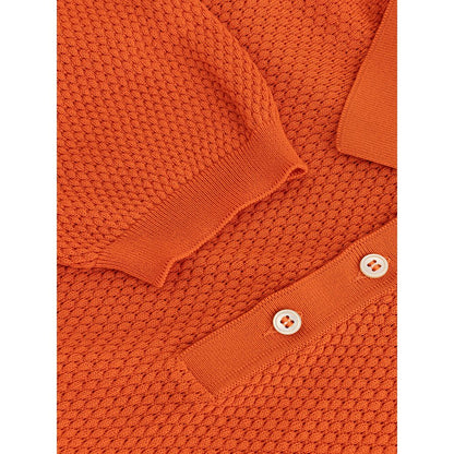 Italian Cotton Orange Polo Shirt for Men