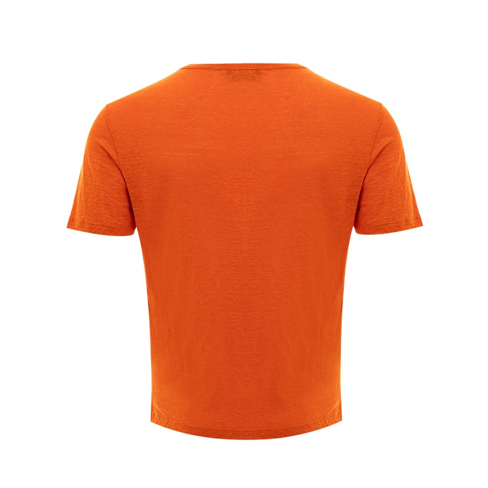 Elegant Linen T-Shirt in Vibrant Orange