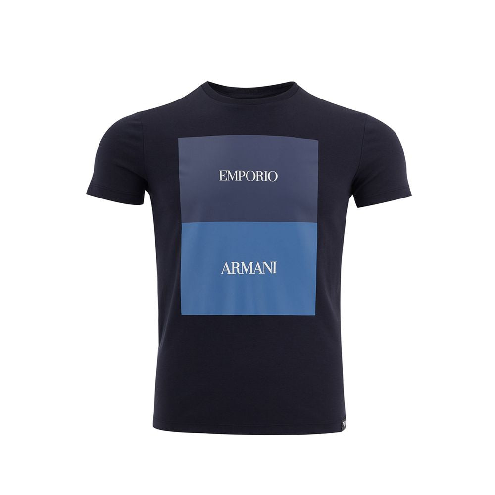 Elegant Blue Cotton Tee for the Modern Man