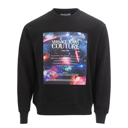 Sleek Black Cotton Sweater for Men