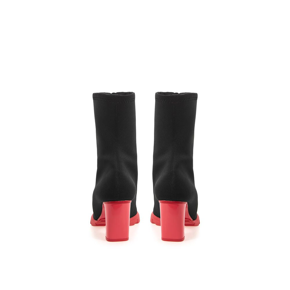 Sleek Neoprene and Leather Black Boots