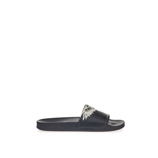 Sleek Black Cotton Sandals for Men