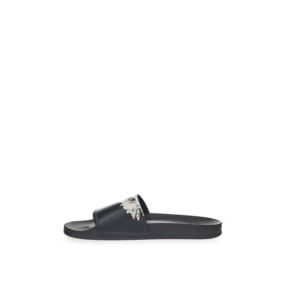 Sleek Black Cotton Sandals for Men