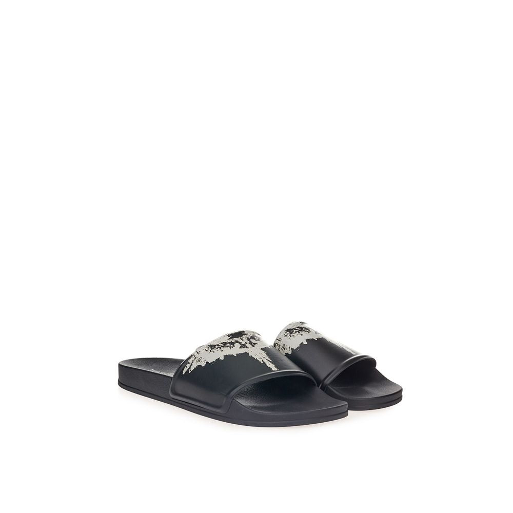 Sleek Black Cotton Sandals for Men