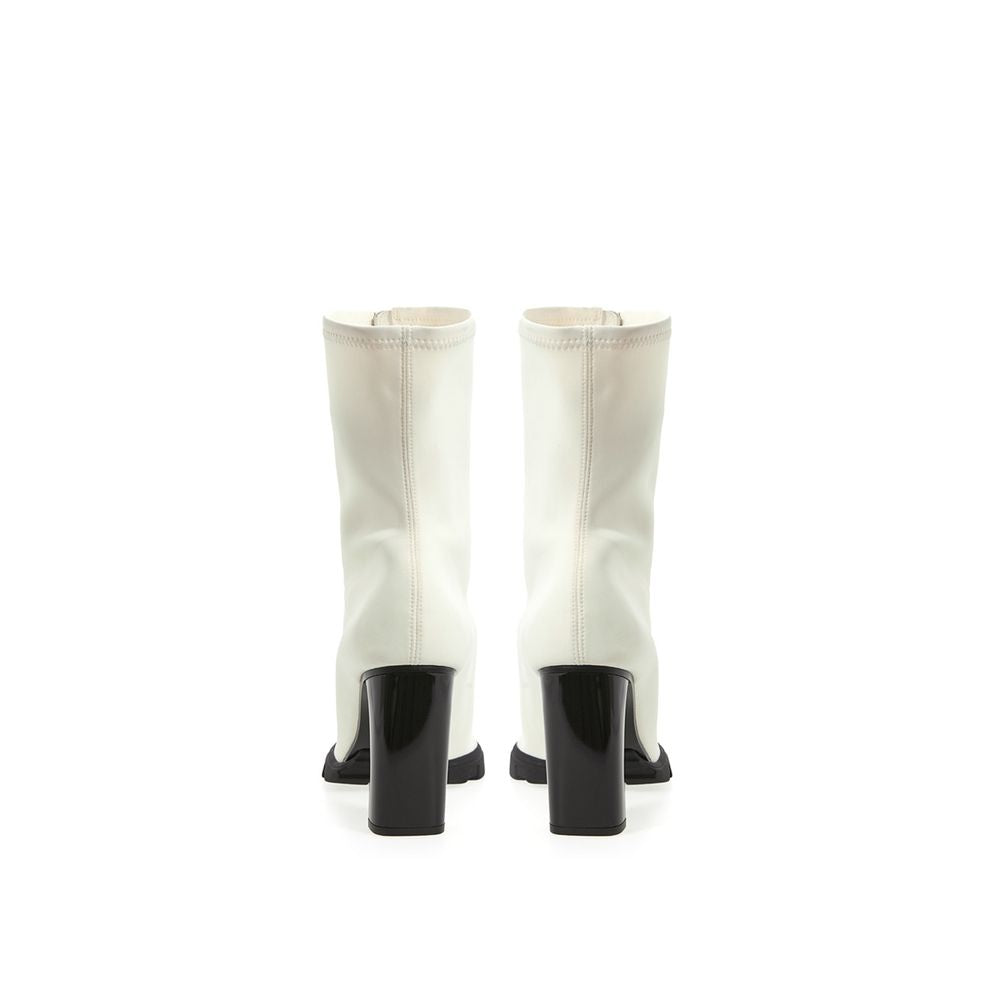 Elegant Neoprene Ankle Boots in White