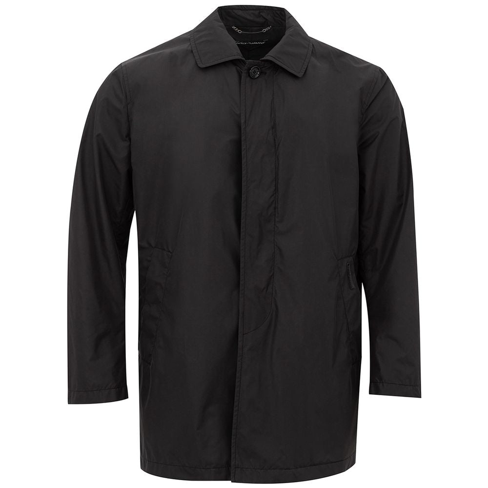 Sleek Black Polyamide Men's Jacket