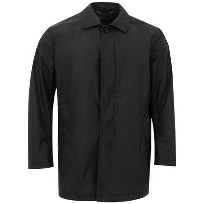 Sleek Black Polyamide Men's Jacket