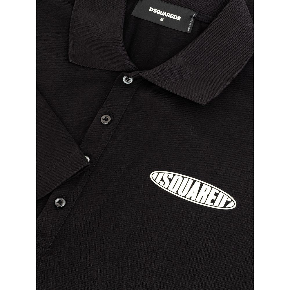 Sleek Black Cotton Polo for Modern Men