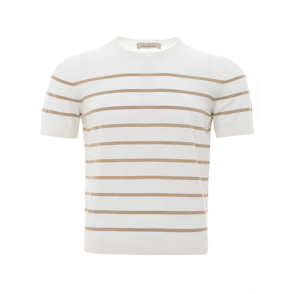 Elegant Beige Cotton Tee for the Discerning Gentleman