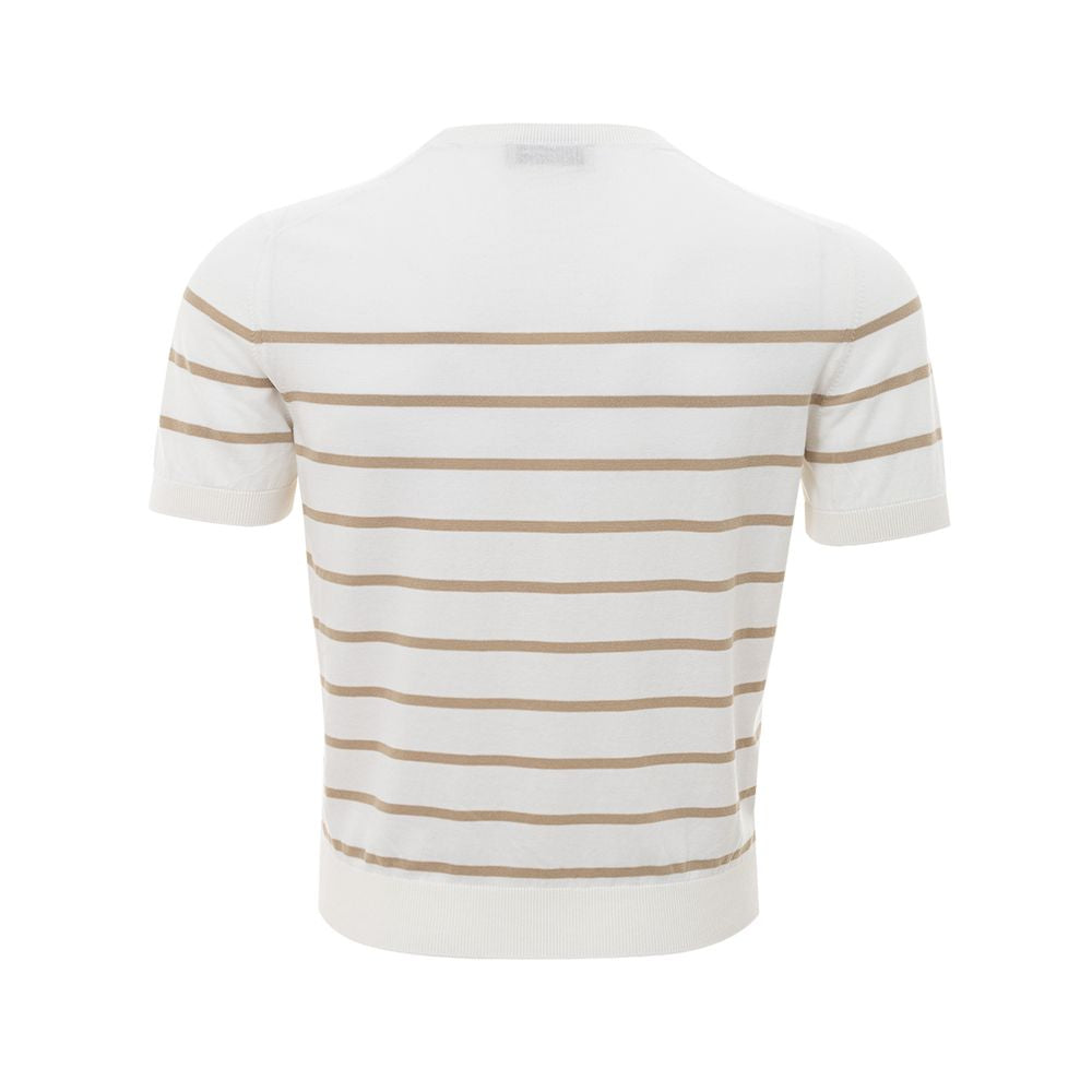 Elegant Beige Cotton Tee for the Discerning Gentleman