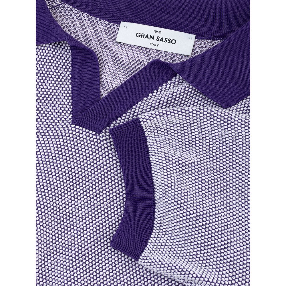 Elegant Purple Cotton Polo Shirt for Men