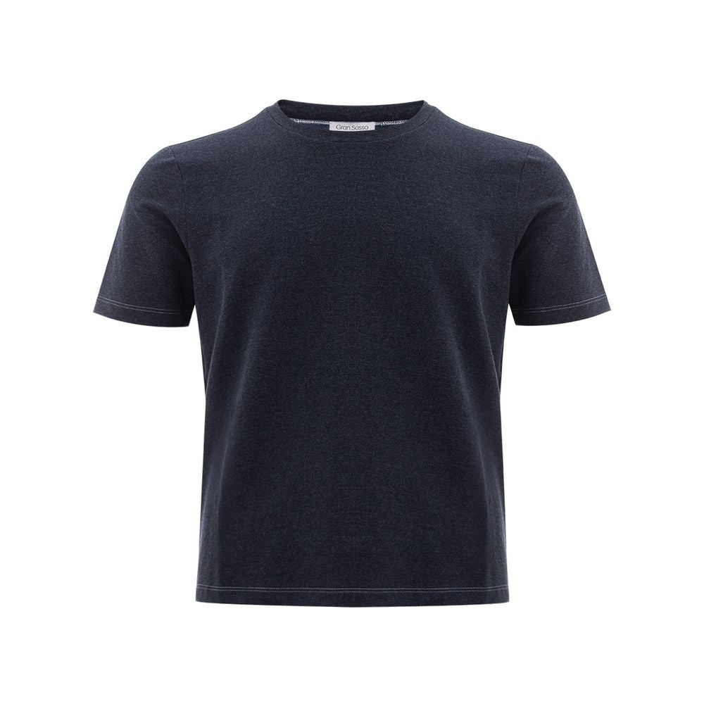 Elegant Blue Cotton Tee for Distinguished Gentlemen