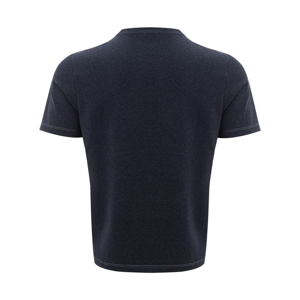 Elegant Blue Cotton Tee for Distinguished Gentlemen