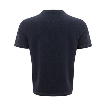 Elegant Blue Cotton Tee for Distinguished Gentlemen