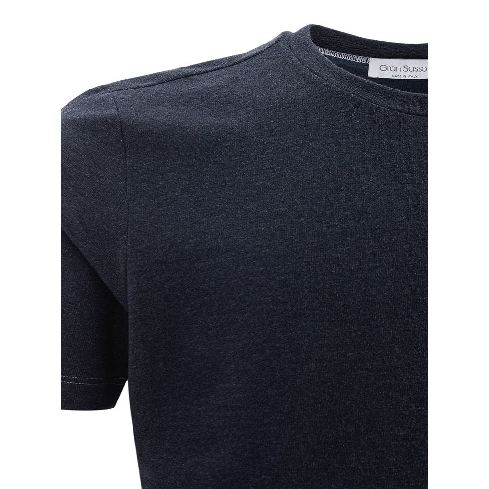 Elegant Blue Cotton Tee for Distinguished Gentlemen