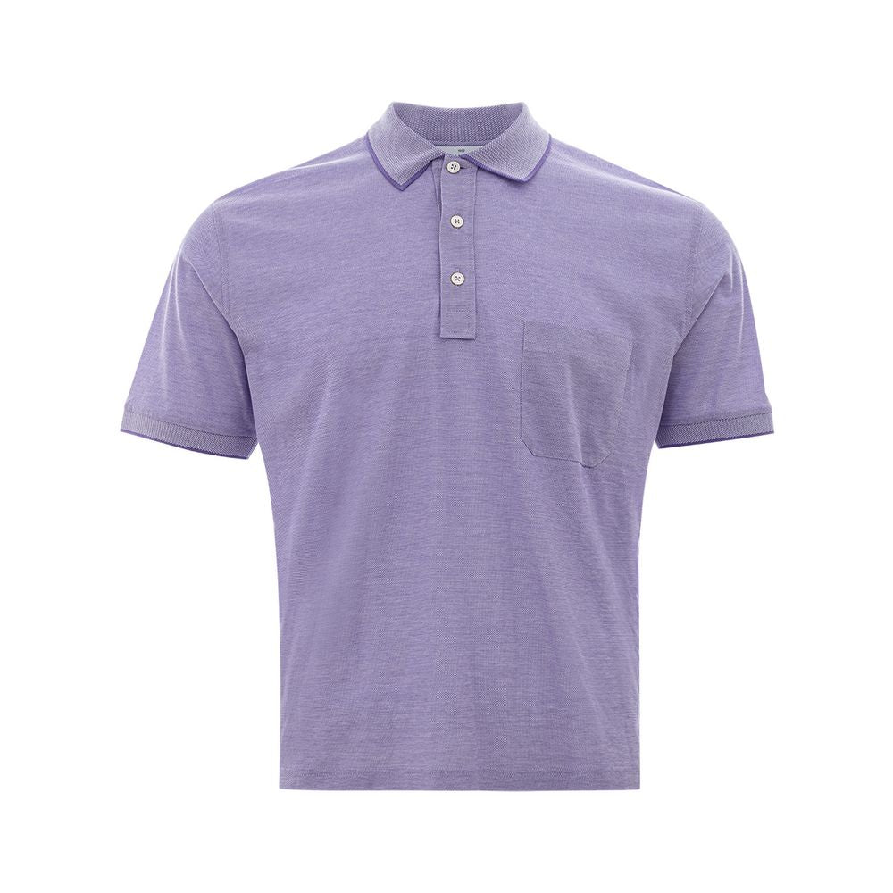 Elegant Purple Cotton Polo Shirt for Men