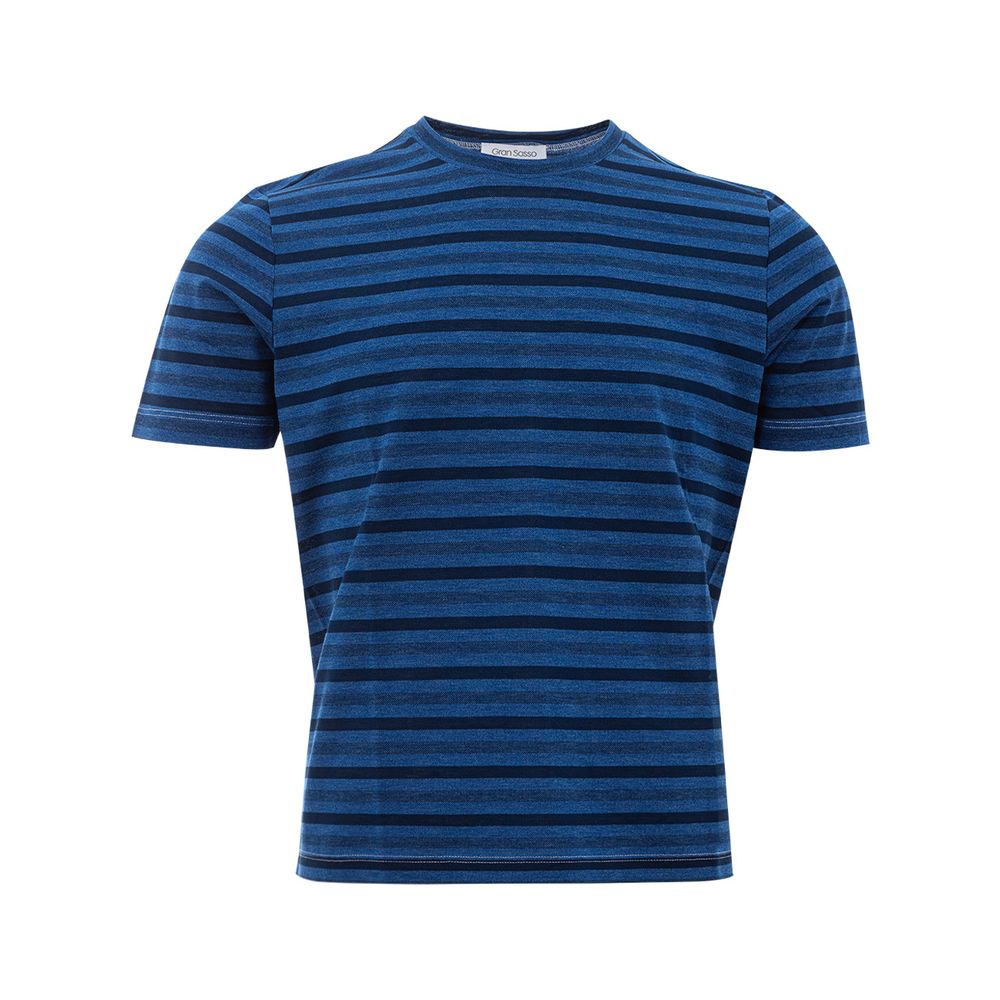 Elegant Blue Cotton Tee for Sophisticated Style