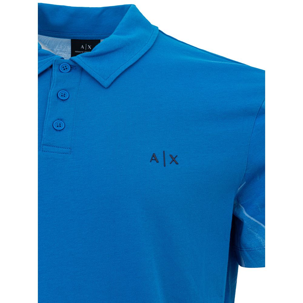 Sleek Blue Cotton Polo Shirt for Men