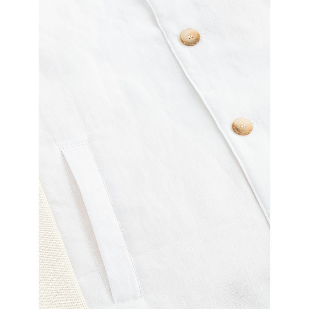 Elegant White Linen-Cotton Blend Jacket