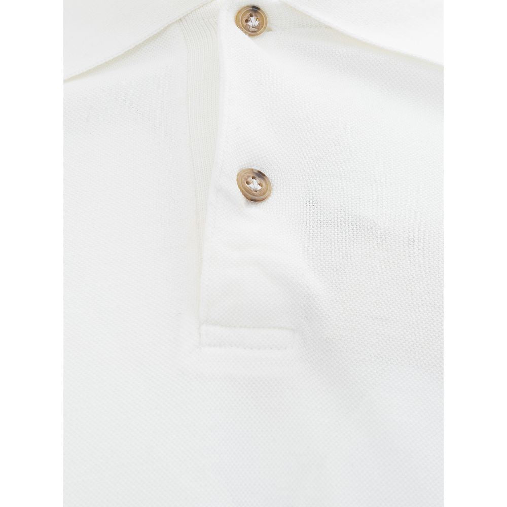 Elegant White Cotton Polo Shirt for Men