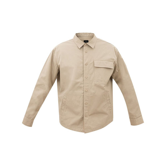 Elegant Beige Cotton Men's Shirt