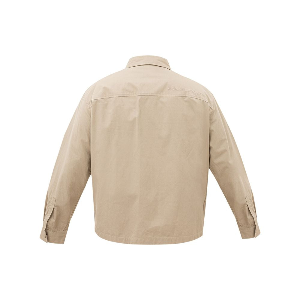 Elegant Beige Cotton Men's Shirt