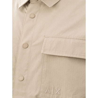 Elegant Beige Cotton Men's Shirt