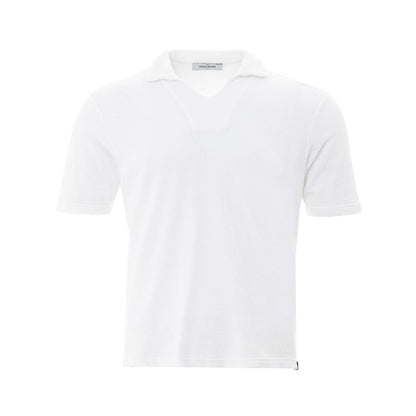 Elegant White Cotton Polo Shirt