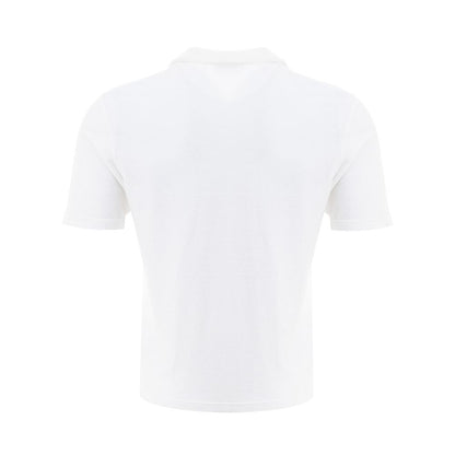 Elegant White Cotton Polo Shirt