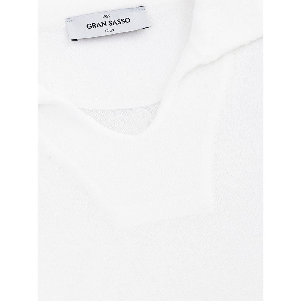 Elegant White Cotton Polo Shirt