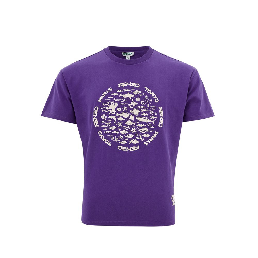 Exquisite Purple Cotton Tee for Men