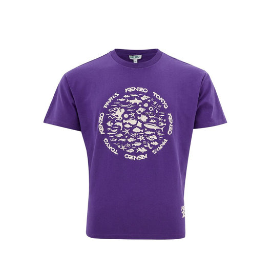 Exquisite Purple Cotton Tee for Men