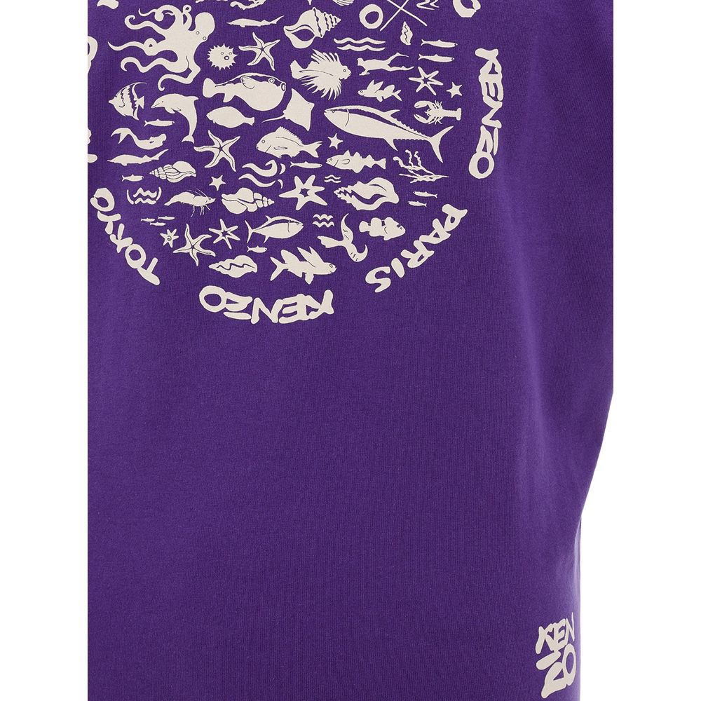 Exquisite Purple Cotton Tee for Men