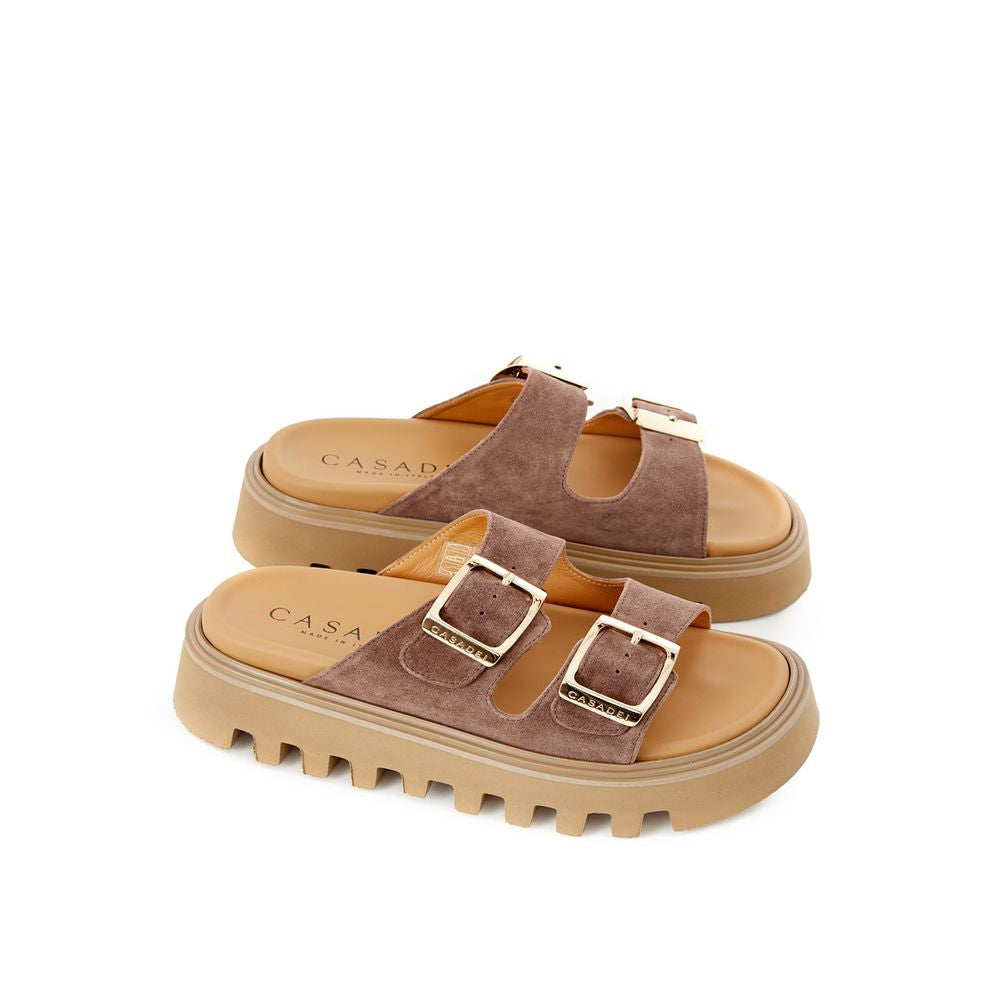 Elegant Brown Camoscio Sandals