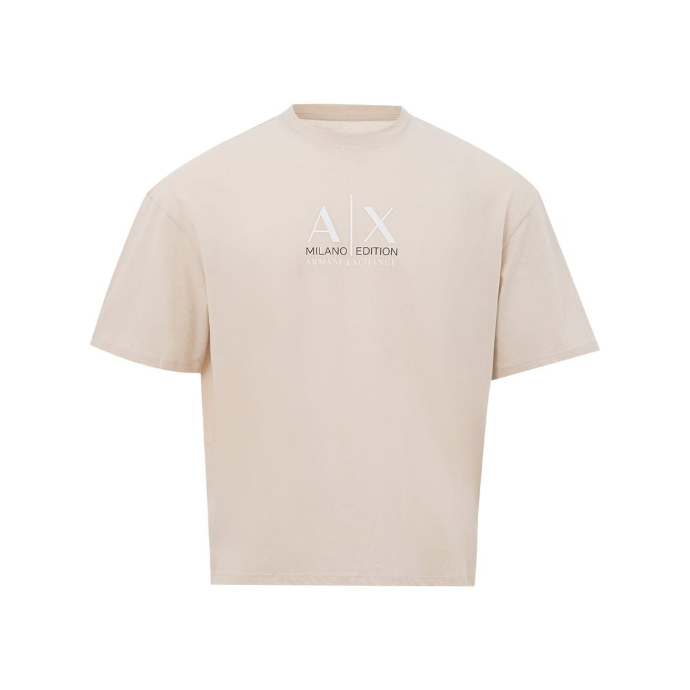 Elegant Beige Cotton Tee for the Modern Man