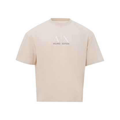 Elegant Beige Cotton Tee for the Modern Man