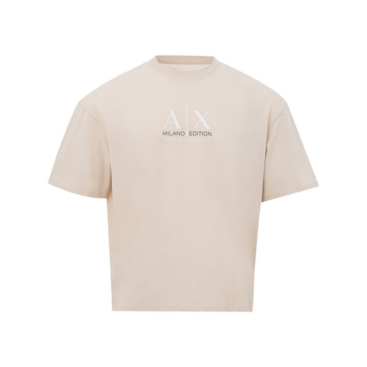 Elegant Beige Cotton Tee for the Modern Man