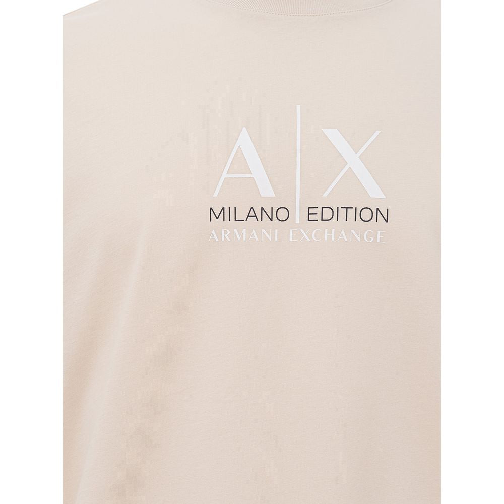 Elegant Beige Cotton Tee for the Modern Man