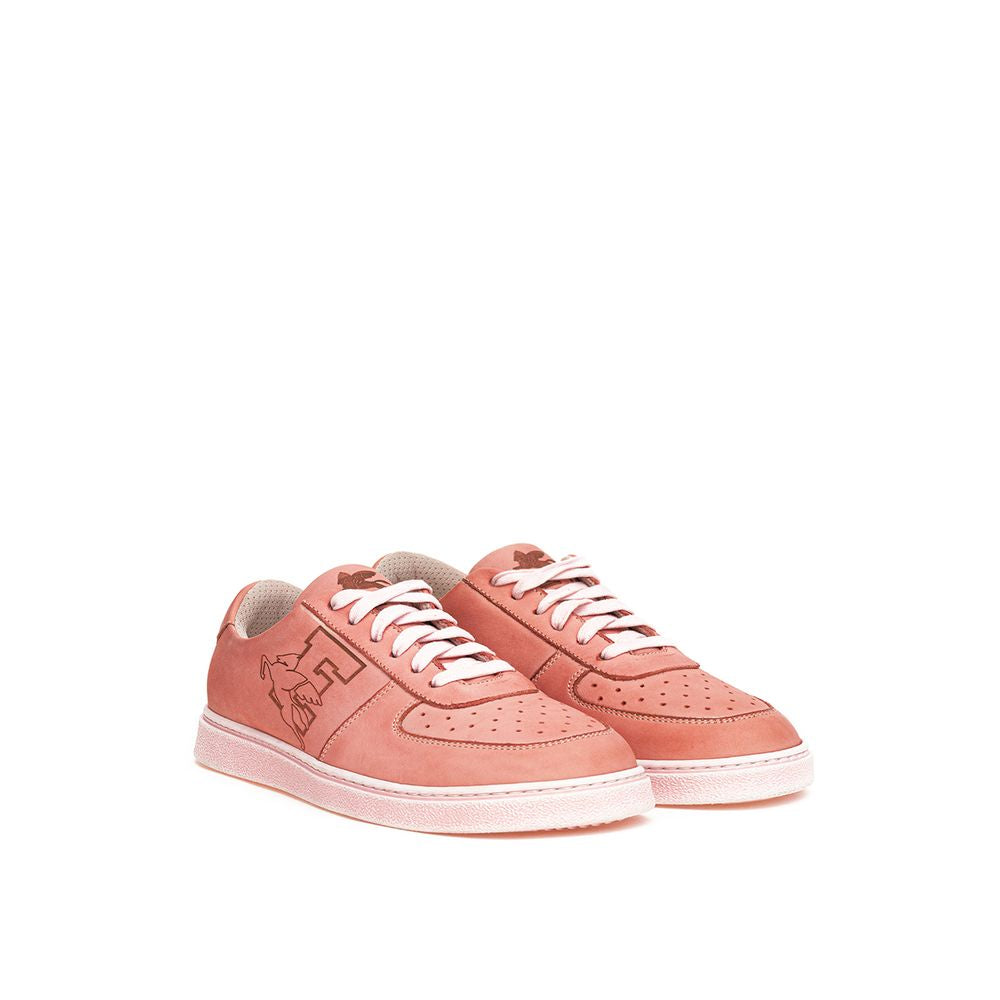 Elegant Pink Leather Sneakers for the Modern Man