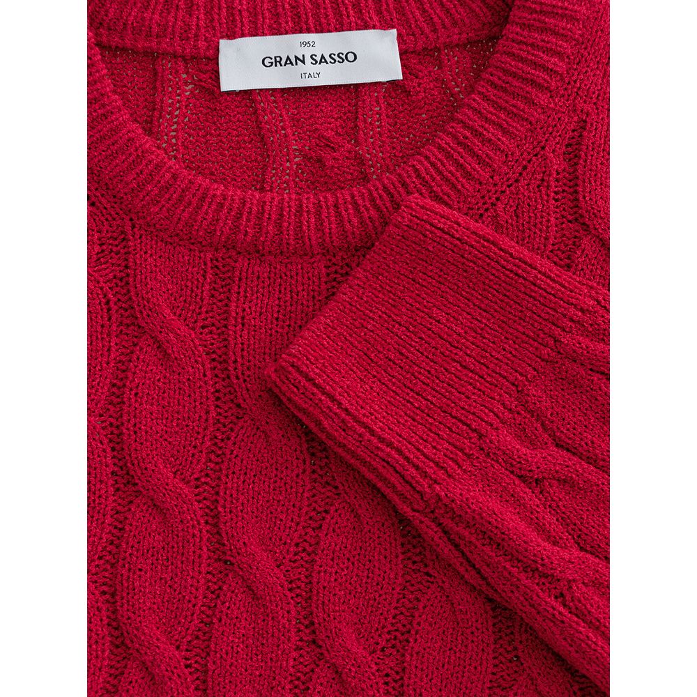 Elegant Crimson Cotton Classic Sweater