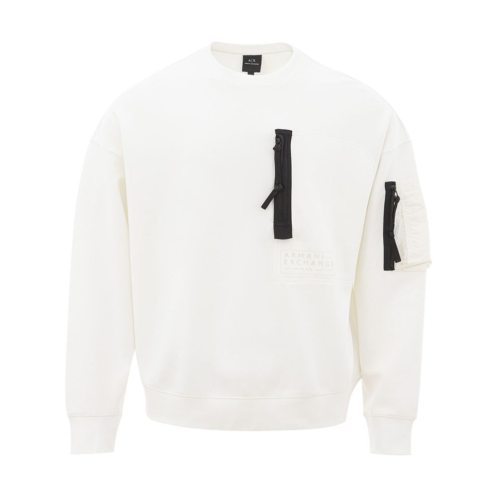 Elegant White Cotton Men's Sweater