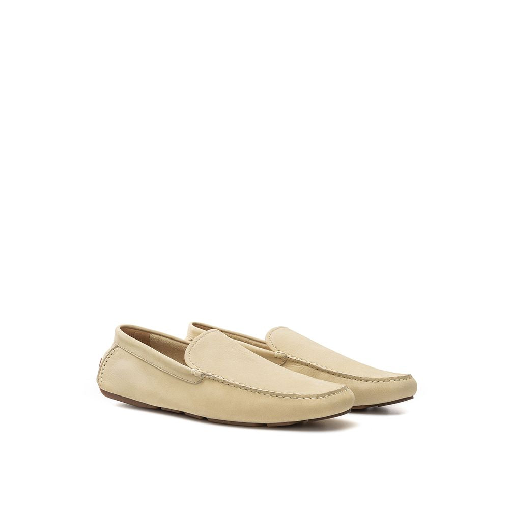 Elegant Beige Leather Loafers for Men