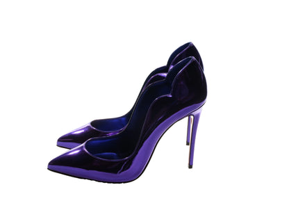 Hot Chick 100 Purple Mirrored Patent Leather High Heel Pumps