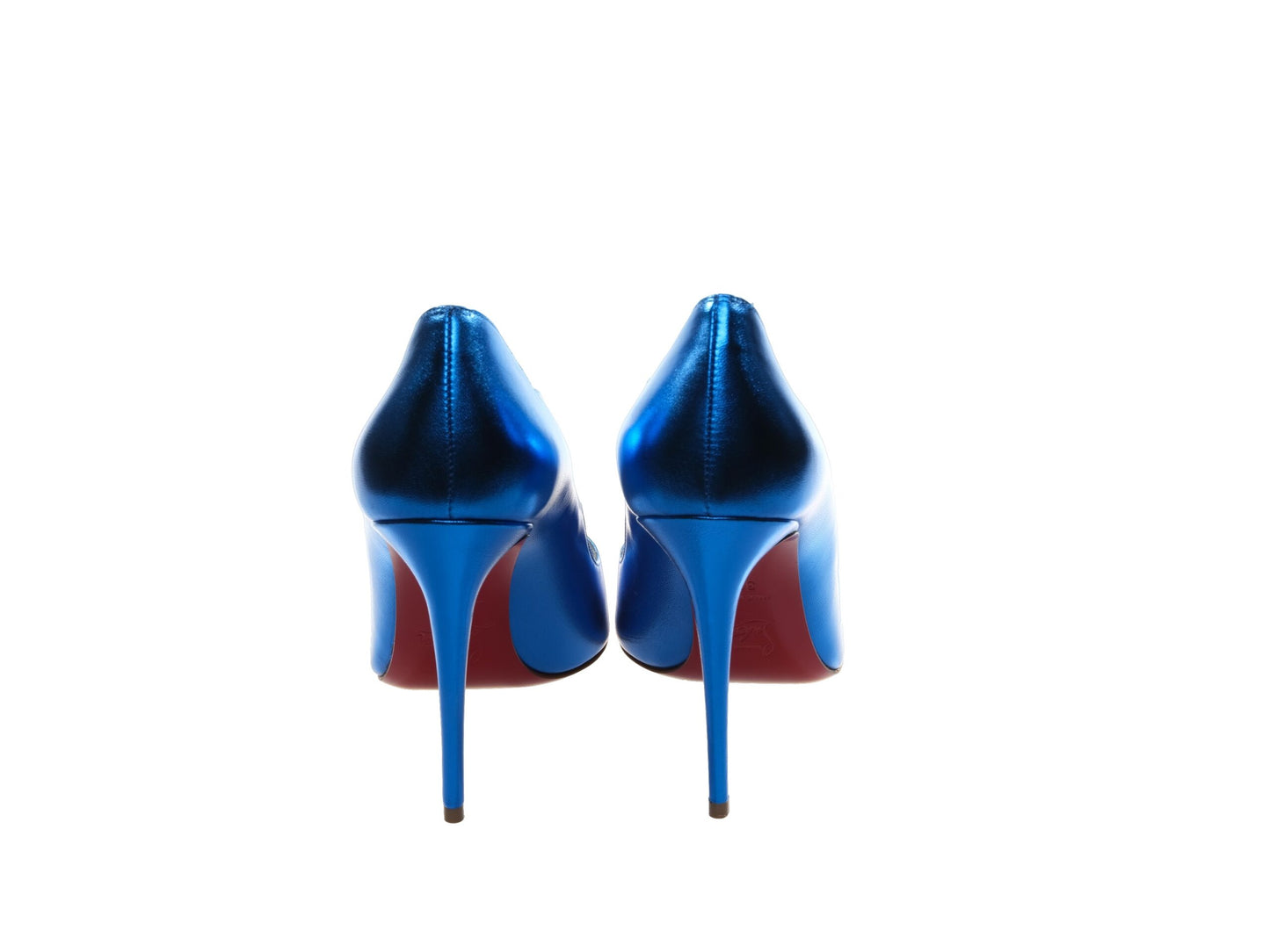 Hot Chick 100 Blue Mirrored Patent Leather High Heel Pumps