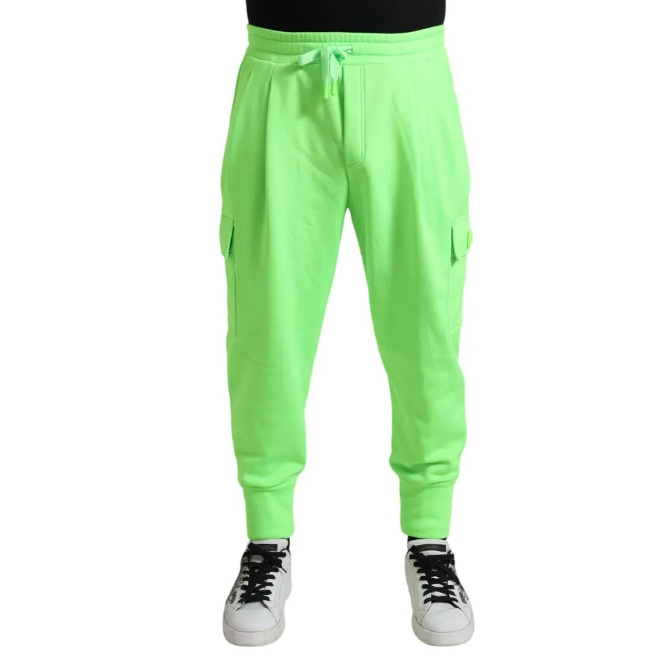 Neon Green Polyester Jogger Sweatpants Pants