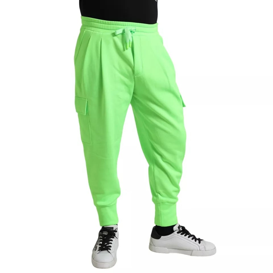 Neon Green Polyester Jogger Sweatpants Pants