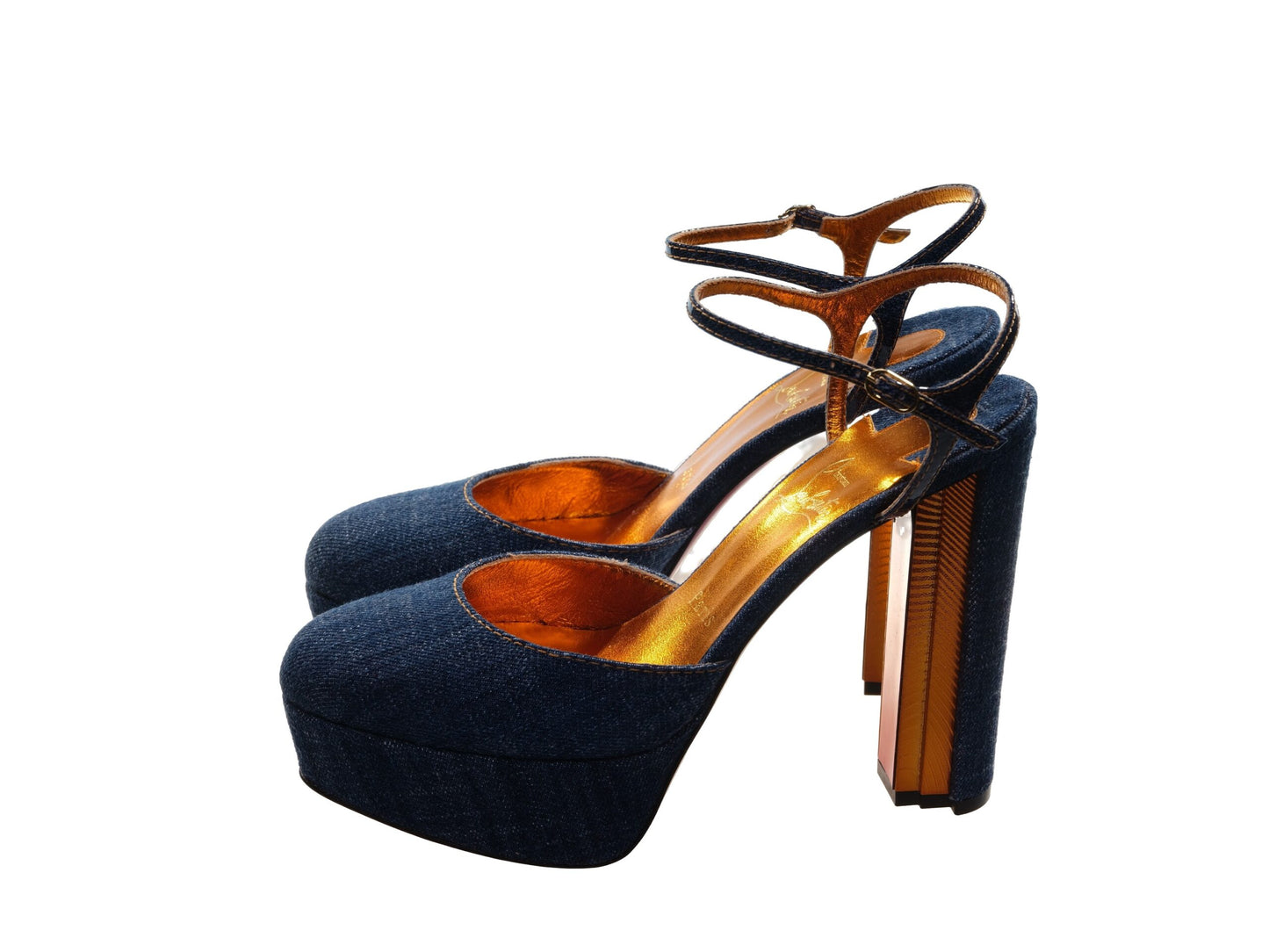 Coluna Denim Navy Blue Platform Heel Pumps