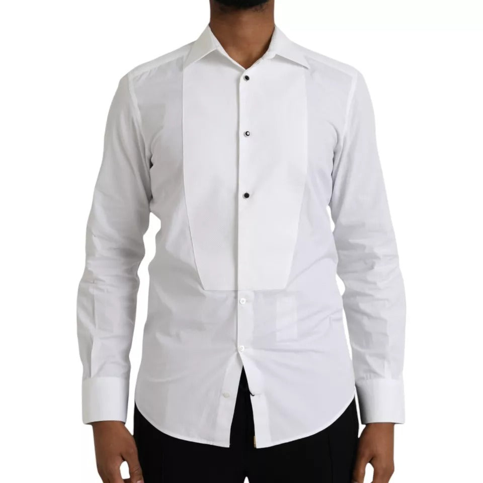 White Bib Cotton Poplin Formal GOLD Shirt