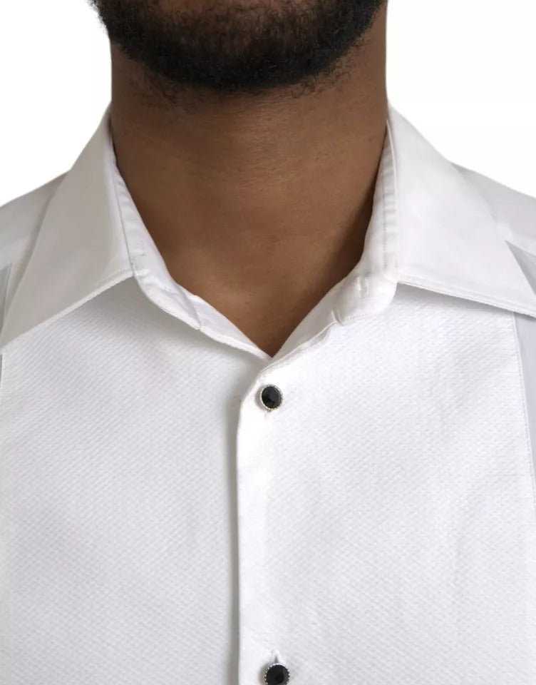 White Bib Cotton Poplin Formal GOLD Shirt