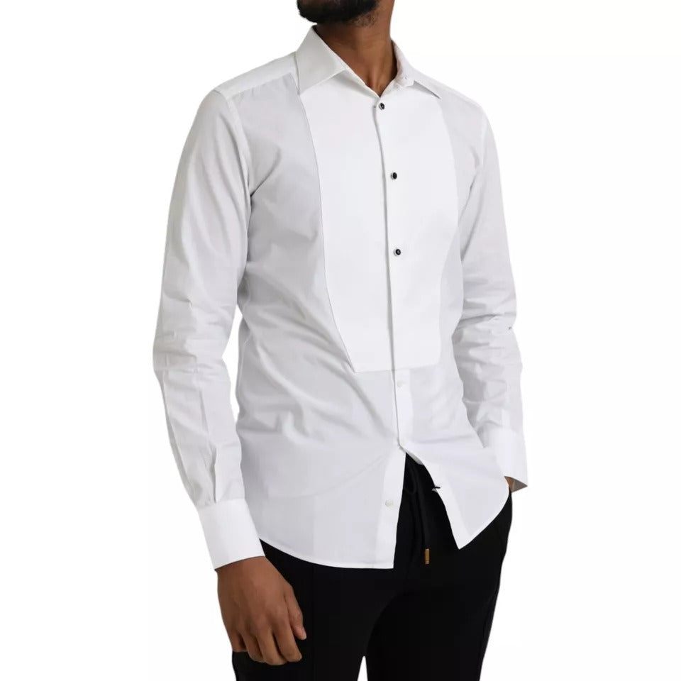 White Bib Cotton Poplin Formal GOLD Shirt